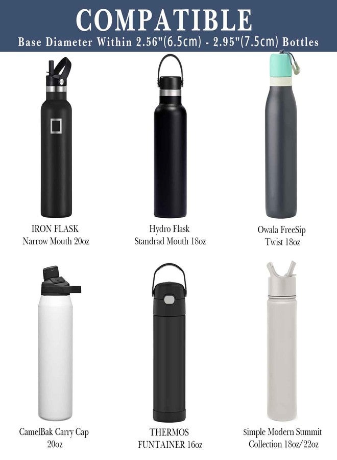 Linkidea Water Bottle Carrier with Shoulder Strap Compatible with Hydroflask Standard Mouth 18oz, CamelBak Carry Cap 20oz,Waterbottle Sling Bag Holder (Navy Blue) - Image 3